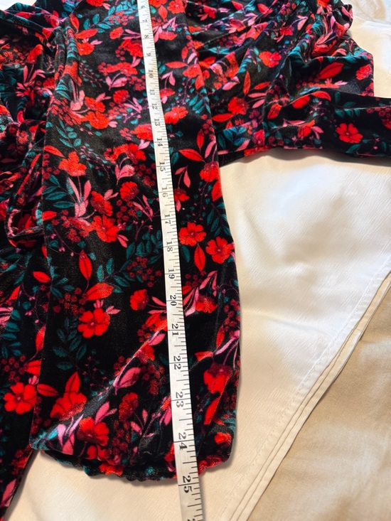 Draper James Velvet Floral Dress Medium Long Sleeve Tie Waist - Picture 8 of 9